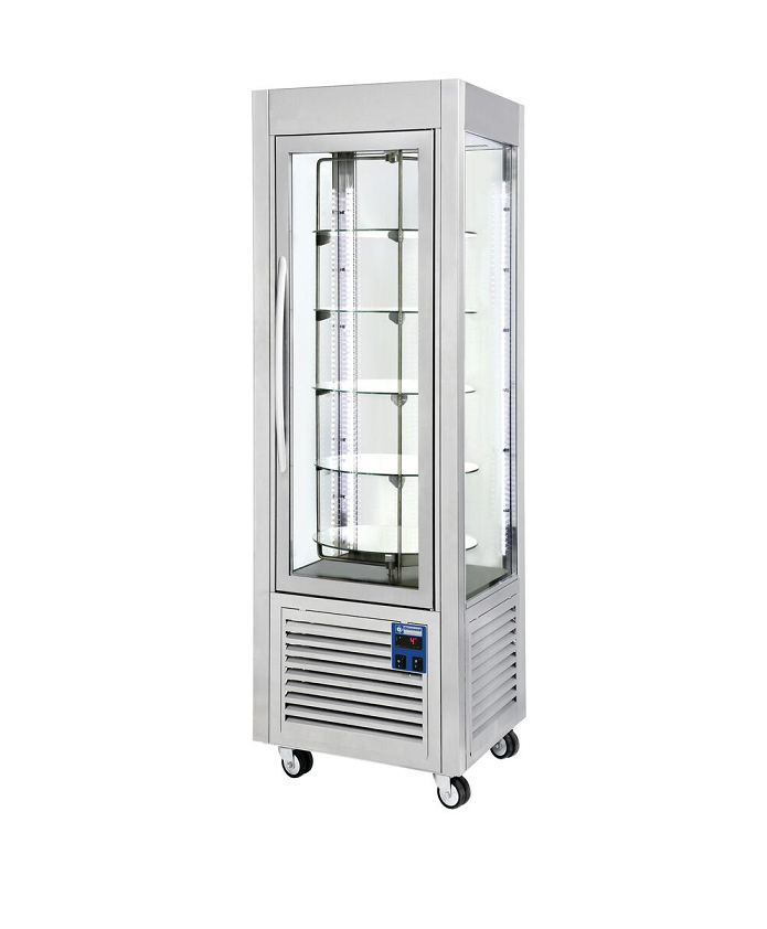 Comptoir réfrigéré 4 faces vitrées plateaux tournants