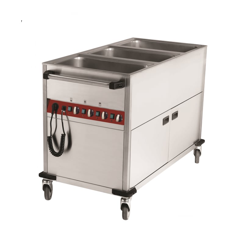 Chariot bain-marie sur armoire chauffante