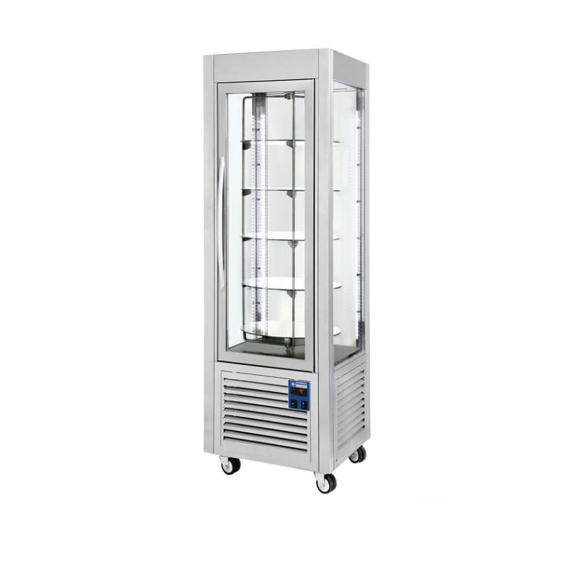 Vitrine 5 plateaux tournants inox