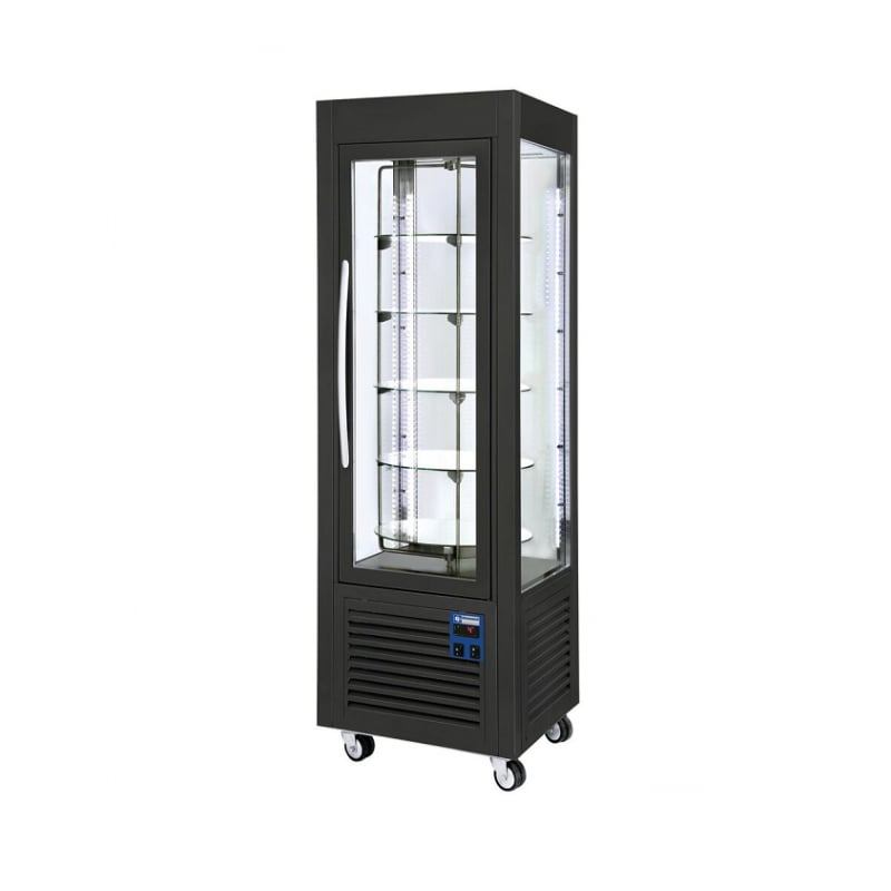 Vitrine 5 plateaux tournants noir