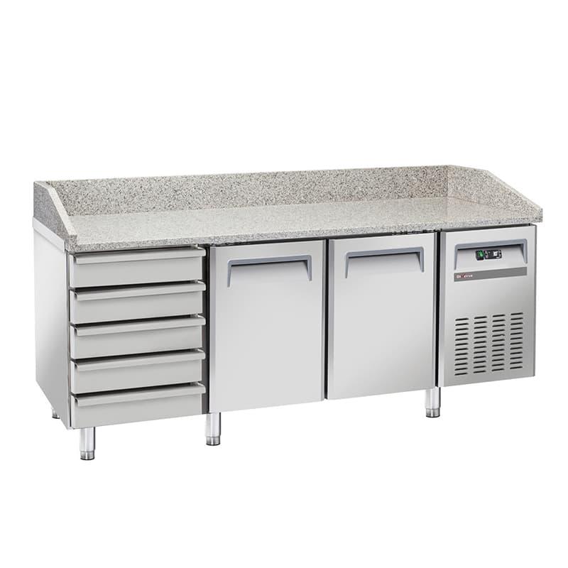 Table pizzas 2 portes + 5 tiroirs à pâtons